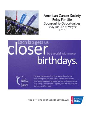 Fillable Online Relay Acsevents American Cancer Society Relay For Life