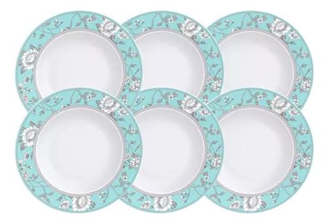 Juego De 6 Platos Planos De Porcelana Helen Tramontina De 27 Cm