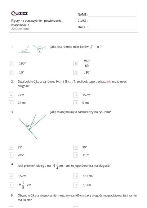 Ponad 50 Figury Na Płaszczyźnie Arkuszy Roboczych Dla Klasa 1 W Quizizz