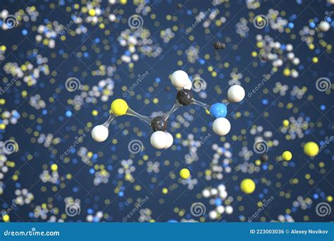 Molecule Of Cysteamine Conceptual Molecular Model Scientific 3d Rendering Stock Illustration