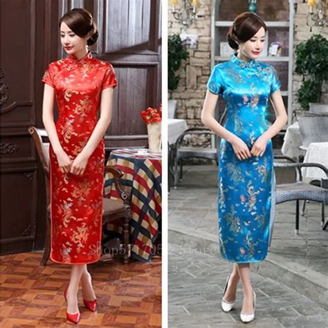 Traditionelle Chinesische Hochzeit Kleider für Frauen Cheongsam Satin