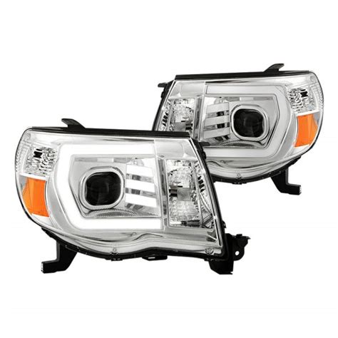 Spyder Toyota Tacoma 2006 Chrome LED Light Tube Projector Headlights