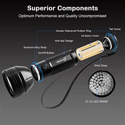 Escolite UV Flashlight Black Light 51 LED 395 NM Ultraviolet