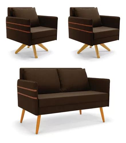 Set Abatible Y Sillones Mari Suede Con Base De Madera Marr N