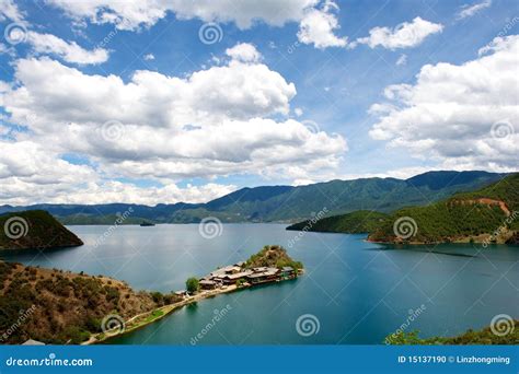 Lugu Lake stock photo. Image of leisure, backdrop, color - 15137190