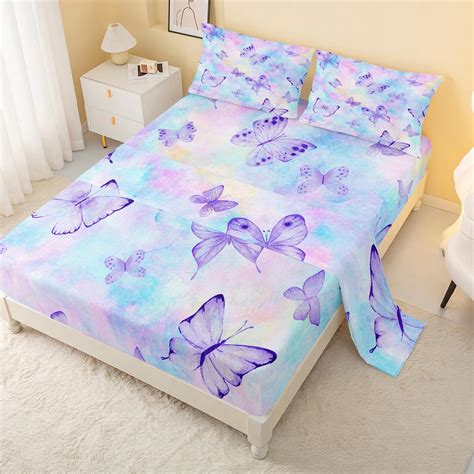 Cvhouse Butterfly Bedding Set Double Butterfly Bedding Sets For Girls Women Fitted Sheet Sets 1