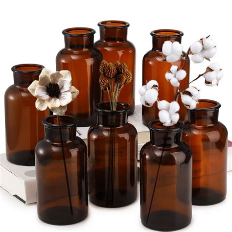 Buy Topzea Set Of Amber Glass Vase Oz Boho Flower Vase Bud Vases