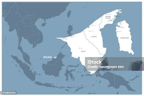 Peta Brunei Peta Vektor Brunei Di Negara Asia Ilustrasi Stok Unduh