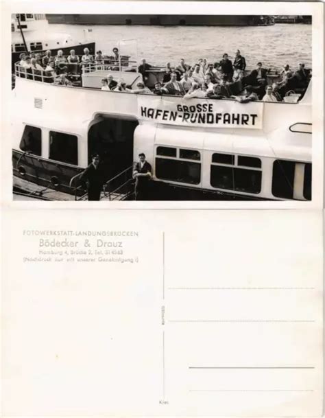 Altona Hamburg Grosse Hafen Rundfahrt Schiff Personen Auf Deck Echtfoto