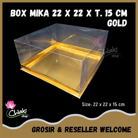 Jual Box Mika GOLD Uk 22 X 22 X T 15 Cm Cake Pudding Tart Dus Karton