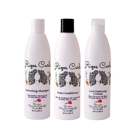 Rizos Curls Hair Care Set Hydrating Shampoo Deep Conditioner And Curl Defining Cream For Curly