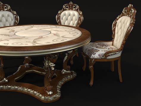 Classic Dining Table Chair Set 8 3D Model By Nhattuankts