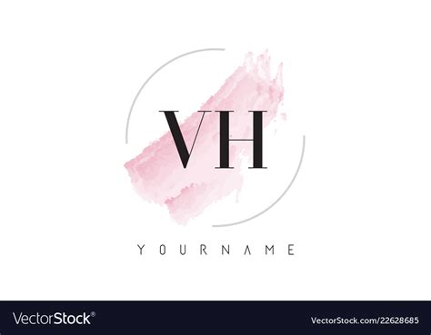 Vh V H Watercolor Letter Logo Design Royalty Free Vector