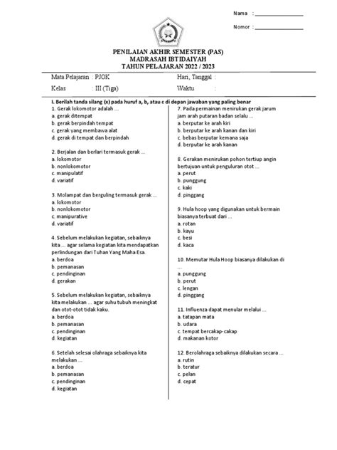 Soal Uas Pjok Kelas 3 Pdf