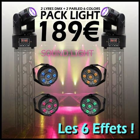 6 JEUX DE LUMIERE Avec 2 LYRES BEAM FROGGY BOOMTONE DJ 4 CROCHETS 4