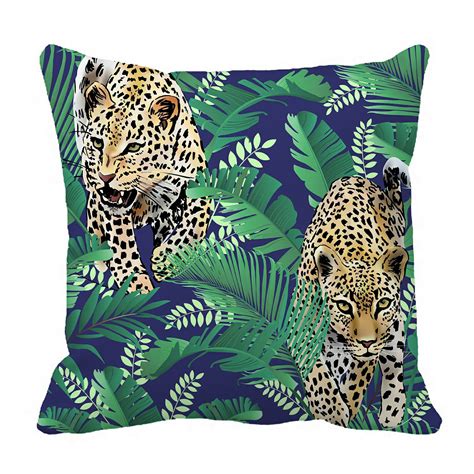 Abphqto Cheetah And Leopards Palm Leaves Tropical Jungle Pillow Case