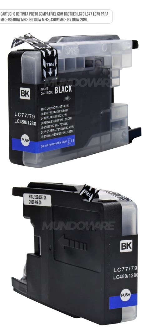 Cartucho de Tinta Preto Compatível para Brother MFC J6510dw J6910dw