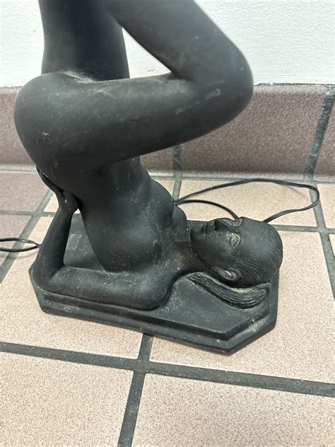 Art Deco Style Nude Lady Sculpture With Globe Black Table Lamp Ebay