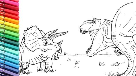 T Rex Vs Triceratops Coloring Pages