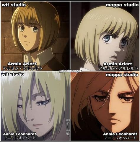 Some More Wit Vs Mappa Comparisons Same Character Designs R Shingekinokyojin