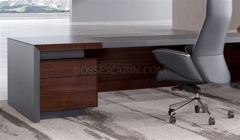 Larry 11 Ft Premium Office Desk In Walnut Veneer And Leather Bossscabin