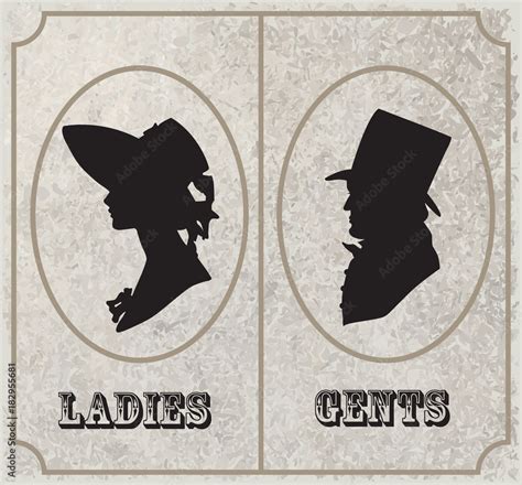 Lady And Gentleman Symboltoilet Sign Vintage Style Vector Format