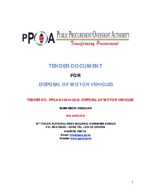 Fillable Online DISPOSAL TENDER DOCUMENT FOR MOTOR VEHICLESdocx Fax