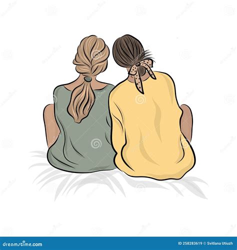 Illustration Of Two Girls Sitting On The Floor And Reading The Book