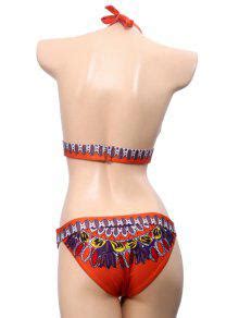 Ethnic Print Halter Bikini Set In Colormix Zaful