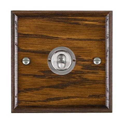 Hamilton Woods Ovolo Dark Oak 1 Gang 20ax 2 Way Toggle Switch With Satin Chrome Toggle Ukes