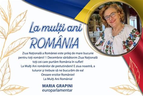 Europarlamentarul Umanist Maria Grapini Mesaj Cu Ocazia Zilei