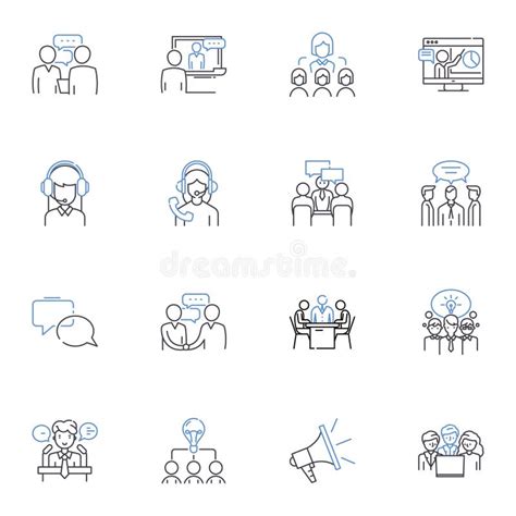 Socializing Individuals Line Icons Collection Mingling Nerking