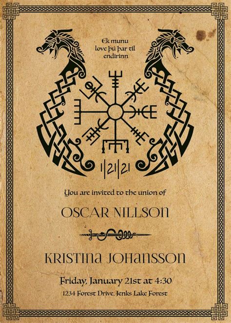 Viking Wedding Invitation, RSVP, Details Card, Digital File Kit ...