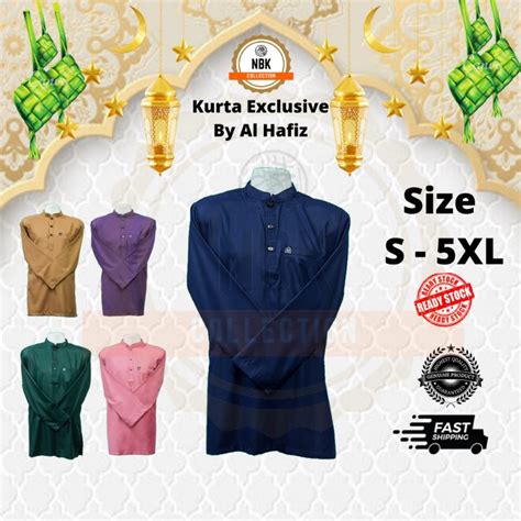 Baju Raya Kurta Lelaki Exclusive Berkolar Lengan Panjang Plus Size