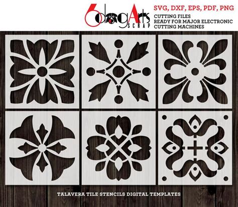 Mexican Talavera Tile Digital Stencil Templates Svg Dxf Cut Etsy