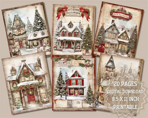 Vintage Christmas Junk Journal Pages Vintage Christmas Scene Junk