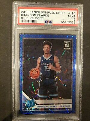 2019 Panini Donruss Optic 194 Brandon Clarke Rookie Card Blue Velocity