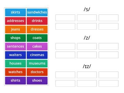 Plurals Pronunciation Group Sort