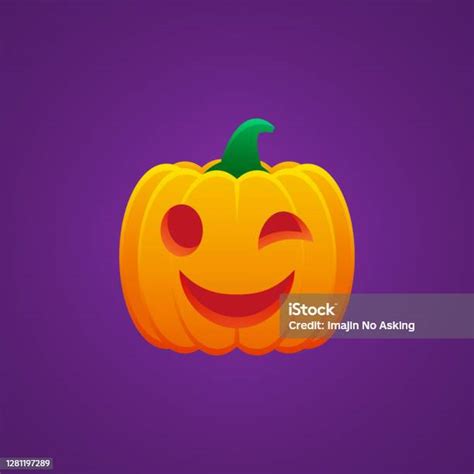 Halloween Jack O Lantern Pumpkin Expression Winking Emoticon Vector