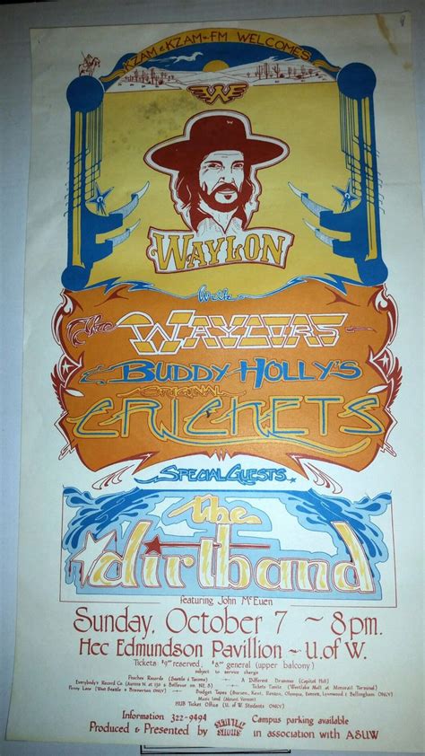 Waylon Jennings Poster Seattle WA Oct 8 1979 With The Waylors And