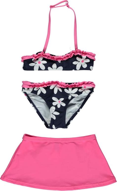 Losan Bikini Met Strandrokje Blauw Roze Met Bloemen Maat Bol