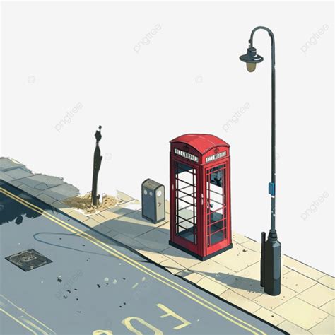 Illustration Of A Bus Stop And Telephone Box On A Road Bus Stop