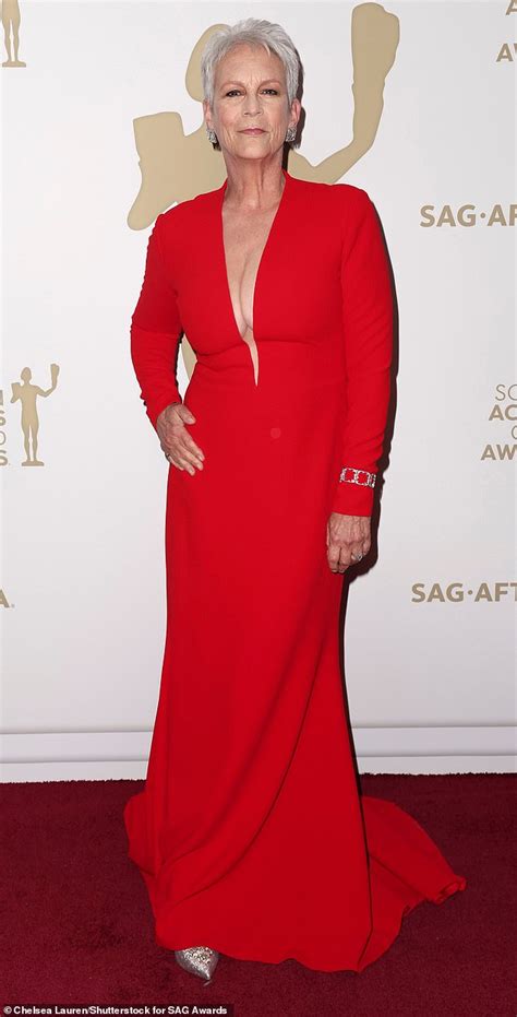 Jamie Lee Curtis 64 Makes Bold Red Statement In Plunging Gown With