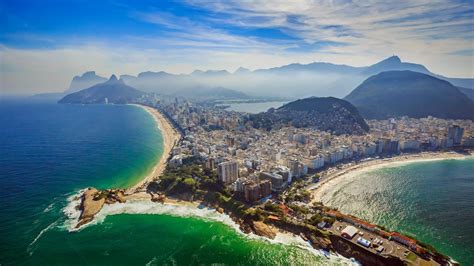 Brazil Rio De Janeiro Copacabana Beach Mountains Sky Atlantic