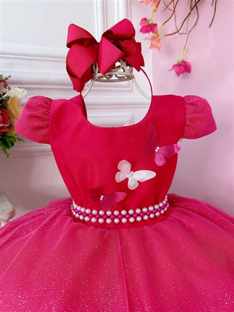 Vestido Infantil Pink Aplique De Borboletas Elo