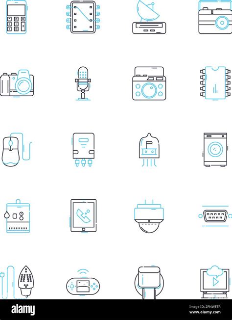 Mechanized Orchestration Linear Icons Set Automation Robotics