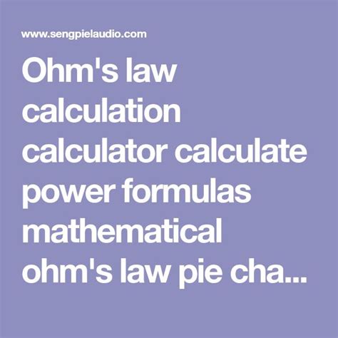 Ohm S Law Calculation Calculator Calculate Power Formulas Mathematical