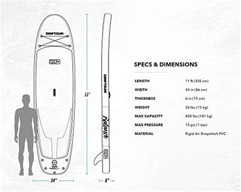 Driftsun Inflatable Stand Up Paddle Board Extra Wide Ft X In