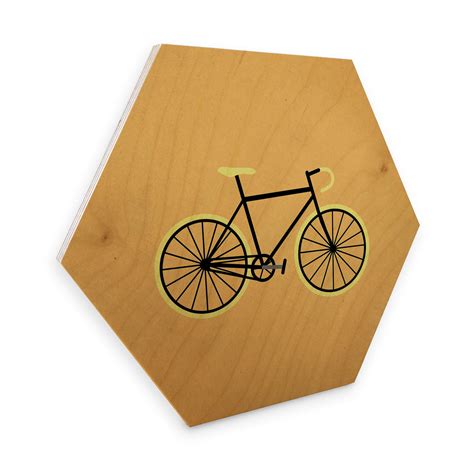 Hexagone Bois Placage De Bouleau Kubistika Bicyclette Wall Art Fr