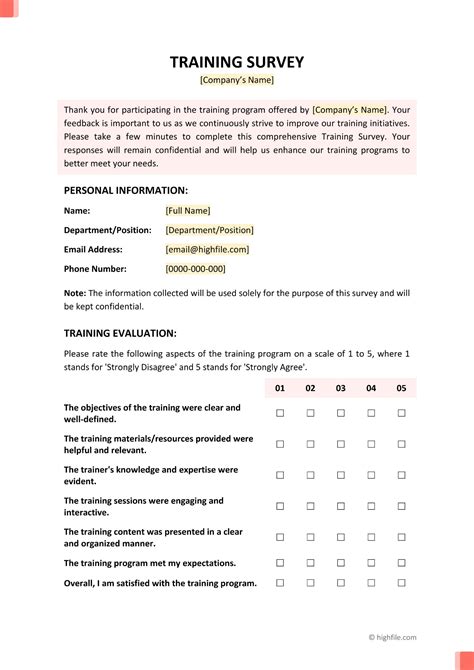 Training And Development Survey Questionnaire 5